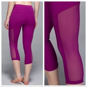 Lululemon Hot To Street Regal Plum Mesh Skinny 10 Crop Legging -‎ Rare